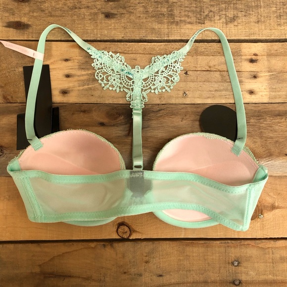 DAISY FUENTES lace appliqué t-back push up bra 34C - Picture 7 of 8